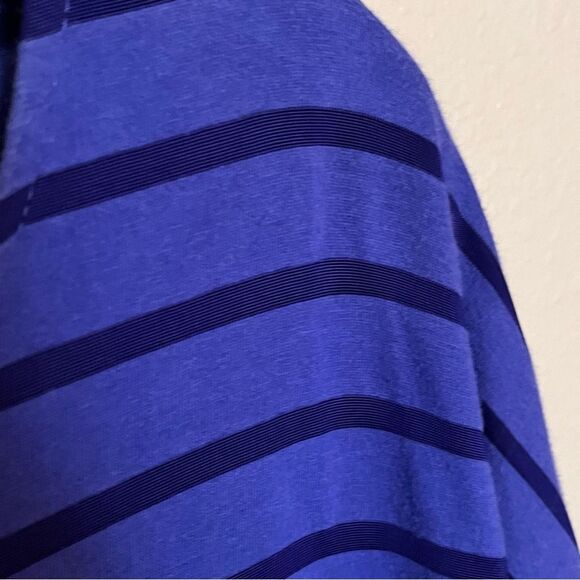 Chico's Black/Blue Striped Short Sleeve Pullover Shirt with Tie Hip Size 3 or XL - Picture 5 of 8